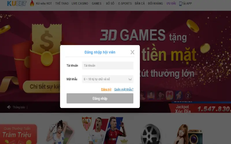 Hướng dẫn các bước đăng nhập Kubet